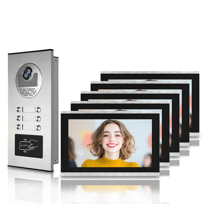 XiVision Tuya-Powered 4-Wired Video Intercom System with 10-Inch Screen – 1-to-12 Silver Video Door Phone for Multi-Unit Buildings