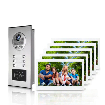 XiVision Tuya-Powered 4-Wired Video Intercom System with 10-Inch Screen – 1-to-12 Silver Video Door Phone for Multi-Unit Buildings