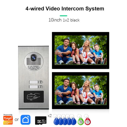 XiVision Tuya-Powered 4-Wired Video Intercom System with 10-Inch Screen – 1-to-12 Silver Video Door Phone for Multi-Unit Buildings
