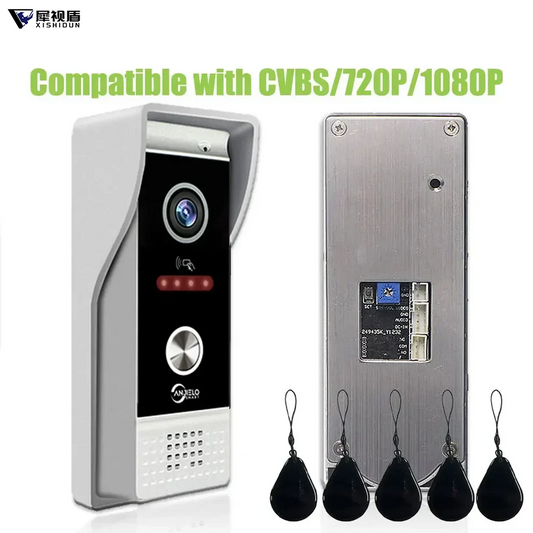 XiVision  Metal Video Doorbell Intercom Outdoor Unit - CVBS/720P/1080P Compatible, IP65 Waterproof with IR Night Vision & RFID Card Swipe