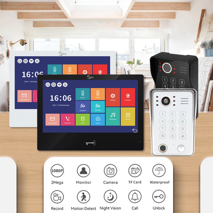 XiVision Tuya 10.1 Inch Video Intercom Touch Screen with Wired Doorbell - 1080P HD Multi-Method Unlock Remote Monitoring via APP