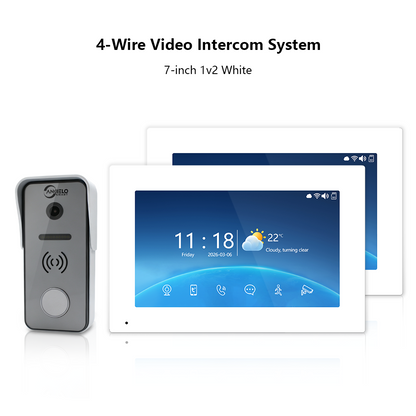 XiVision 4-Wire Tuya Hardwired Video Intercom, 120° Wide Angle, Night Vision, Motion Alert, Two-Way Audio, Photo Frame & Music for Villa Home