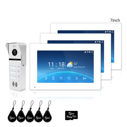 XiVision 2/3/4 Family WiFi Video Intercom Doorbell System, 1080P 148° Wide Angle IR Night Vision, Tuya Smart App Remote Unlock, 7/10 Inch Touch Monitor, Motion Detection, RFID Card Access