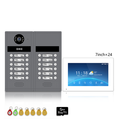 XiVision 7/10inch WiFi Multi-Family Video Intercom System, Tuya Smart App Remote Unlock, 1080P Infrared Night Vision Doorbell Intercom with Indoor Monitor, IP65 Waterproof, Card Access, Two-Way Audio