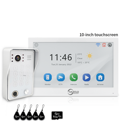 XiVision 4-Wire WiFi Video Intercom System Tuya Smart 5-in-1 Access, 7/10 Inch Touch Screen Video Doorbell with Fingerprint Password RFID App Unlock