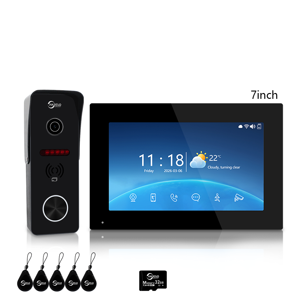 XiVision 4-Wire Tuya Hardwired Video Intercom, IP65 Waterproof, Night Vision, PIR Detection, Two-Way Audio, Photo Frame & Music for Villa Home