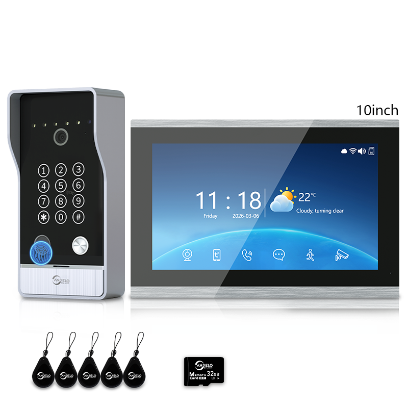 XiVision 4-Wire Hardwired Tuya Video Intercom Doorbell, 5-in-1 Unlock, IP65 Waterproof, Night Vision, PIR Detection, Photo Frame & Background Music for Villa & Home