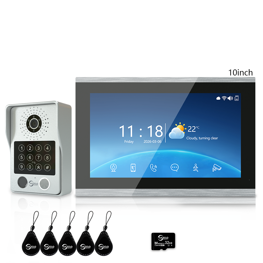 XiVision 7/10 Inch Password phone Fingerprint Card Video Intercom Doorphone Touch Screen with Wired Doorbell 1080P 148° interfone