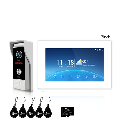 4-Wire Tuya Smart Video Intercom Doorbell, 3-in-1 Unlock Video Door Phone, IP65 Waterproof, 1080P Wide Angle Night Vision, Motion Detection, Digital Photo Frame & Background Music for Home Villa