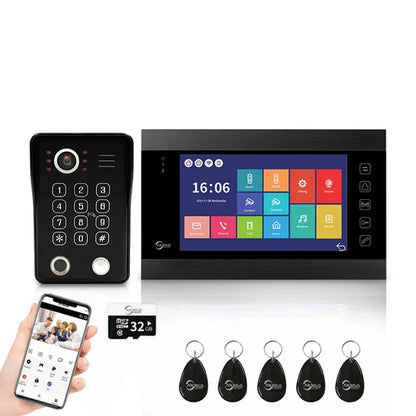 XiVision Tuya WiFi Video Intercom System,7 Inch 1080P Touch Screen Doorbell Keypad RFID Access,Max 32GB SD Card Night Vision Home Door Phone