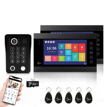 XiVision Tuya WiFi Video Intercom System,7 Inch 1080P Touch Screen Doorbell Keypad RFID Access,Max 32GB SD Card Night Vision Home Door Phone