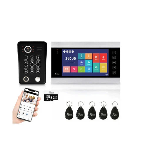 XiVision Tuya WiFi Video Intercom System,7 Inch 1080P Touch Screen Doorbell Keypad RFID Access,Max 32GB SD Card Night Vision Home Door Phone