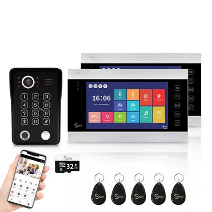 XiVision Tuya WiFi Video Intercom System,7 Inch 1080P Touch Screen Doorbell Keypad RFID Access,Max 32GB SD Card Night Vision Home Door Phone
