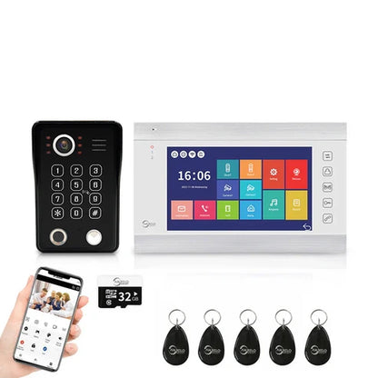 XiVision Tuya WiFi Video Intercom System,7 Inch 1080P Touch Screen Doorbell Keypad RFID Access,Max 32GB SD Card Night Vision Home Door Phone