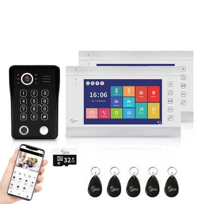 XiVision Tuya WiFi Video Intercom System,7 Inch 1080P Touch Screen Doorbell Keypad RFID Access,Max 32GB SD Card Night Vision Home Door Phone