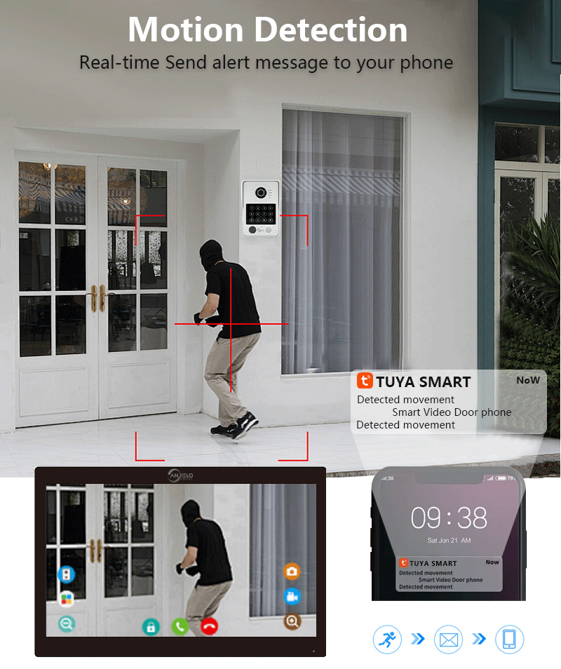 XiVision 7/10 Inch Password phone Fingerprint Card Video Intercom Doorphone Touch Screen with Wired Doorbell 1080P 148° interfone