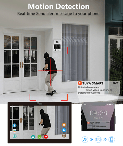 XiVision 7/10 Inch Password phone Fingerprint Card Video Intercom Doorphone Touch Screen with Wired Doorbell 1080P 148° interfone