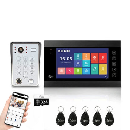XiVision Tuya WiFi Video Intercom System,7 Inch 1080P Touch Screen Doorbell Keypad RFID Access,Max 32GB SD Card Night Vision Home Door Phone