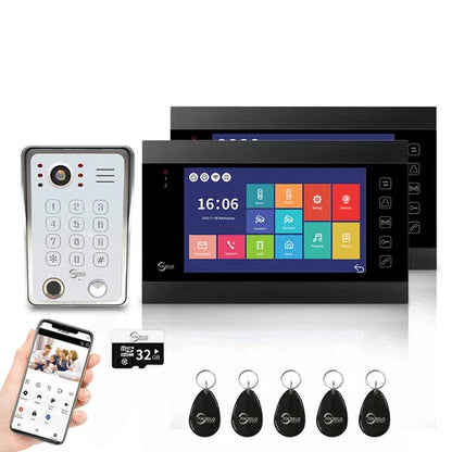 XiVision Tuya WiFi Video Intercom System,7 Inch 1080P Touch Screen Doorbell Keypad RFID Access,Max 32GB SD Card Night Vision Home Door Phone