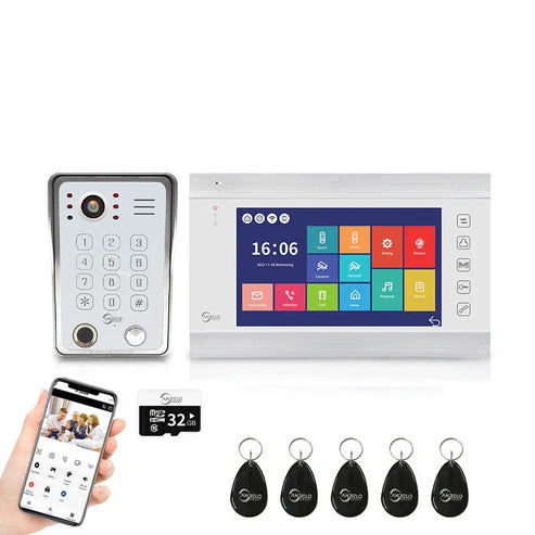 XiVision Tuya WiFi Video Intercom System,7 Inch 1080P Touch Screen Doorbell Keypad RFID Access,Max 32GB SD Card Night Vision Home Door Phone