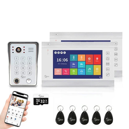 XiVision Tuya WiFi Video Intercom System,7 Inch 1080P Touch Screen Doorbell Keypad RFID Access,Max 32GB SD Card Night Vision Home Door Phone