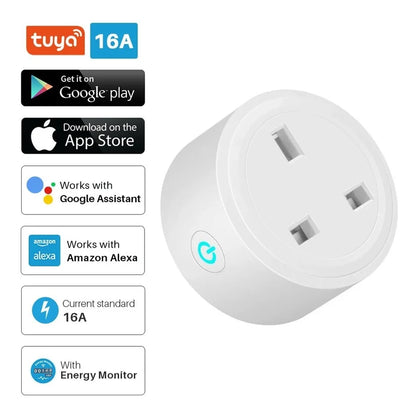 XiVision Wireless WiFi Smart Plug Socket 16A Power Monitor Timing Function Tuya Smart Life APP Control Works With Alexa Google Assistant
