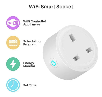 XiVision Wireless WiFi Smart Plug Socket 16A Power Monitor Timing Function Tuya Smart Life APP Control Works With Alexa Google Assistant