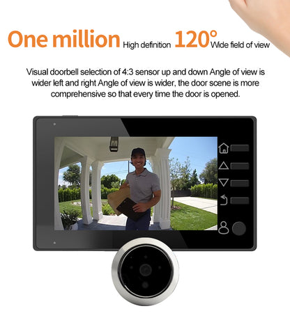 4.3 Inch Smart Home Video Doorbell with 120° Wide Angle, Automatic Video Recording, and Easy Installation