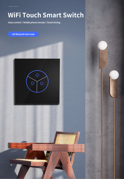 Tuya WiFi Smart Wall Switch - 1/2/3 Gang Touch Sensor LED Light Switch for Effortless Smart Home Living