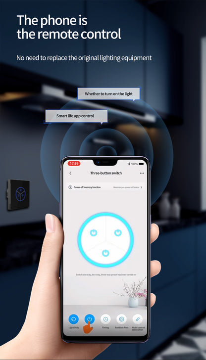 Tuya WiFi Smart Wall Switch - 1/2/3 Gang Touch Sensor LED Light Switch for Effortless Smart Home Living